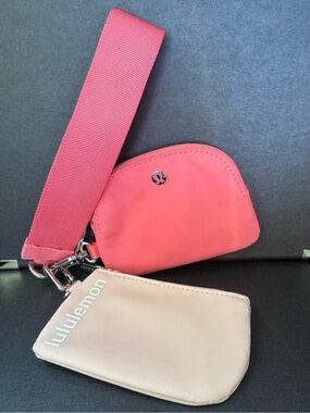 Lululemon Dual Pouch Wristlet Pink Mist Raspberry Cream White